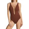 Bleu Rod Beattie Women's Let's Get Knotty Lace Down One Piece Swimsuit in Beige (KN22232)   Size 6   HerRoom.com