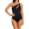 Carmen Marc Valvo Women's Twisted Ties One Shoulder One Piece Swimsuit in Black (C66265)   Size 4   HerRoom.com