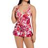 Profile by Gottex Women's Escape In Bali V Neck One Piece Swim Dress in White Red (B2D05)   Size 36D   HerRoom.com