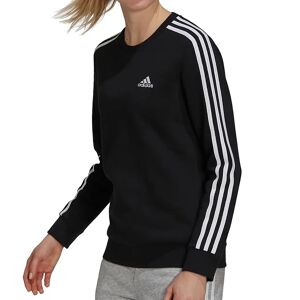 Adidas Women's Essentials 3 Stripes Fleece Sweatshirt in Black/White (GS1344)   Size Large   HerRoom.com