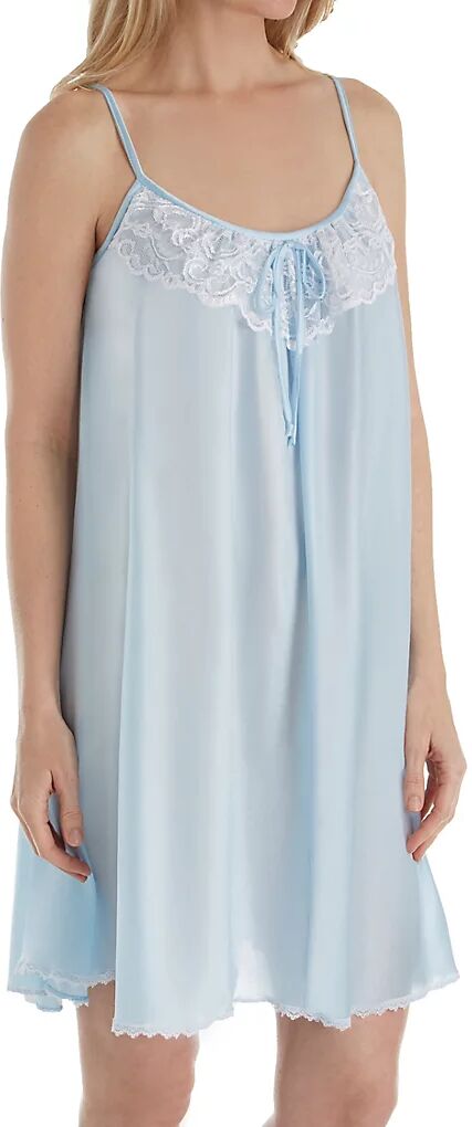 Amanda Rich Women's Spaghetti Strap Lace Trim Knee Length Gown in Blue (165-SH)   Size XS   HerRoom.com