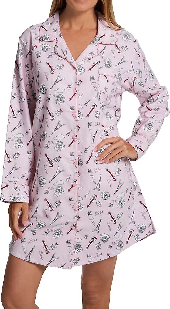 KayAnna Women's 100% Cotton Flannel Paris Music Nightshirt in Paris Music (F12432P)   Size Large   HerRoom.com