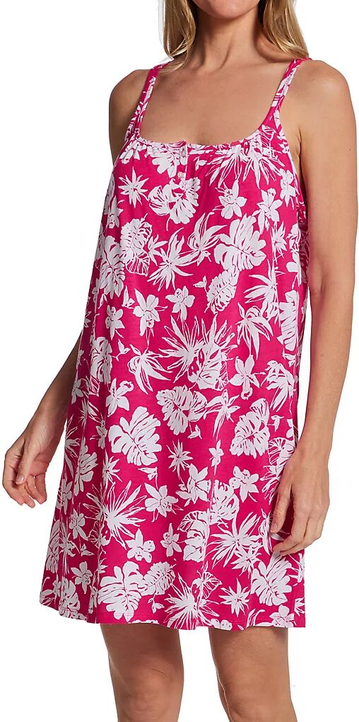 Lauren Ralph Lauren Women's Double Strap Knit Button Neck Gown in Pink Floral (N22310)   Size Large   HerRoom.com