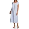 Eileen West Women's 100% Cotton Jersey Knit 48" Cap Sleeve Long Gown in Blue (E00010)   Size Large   HerRoom.com