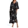 Natori Women's Juliette Satin Zip Caftan in Black Combo (S70010)   Size Large   HerRoom.com