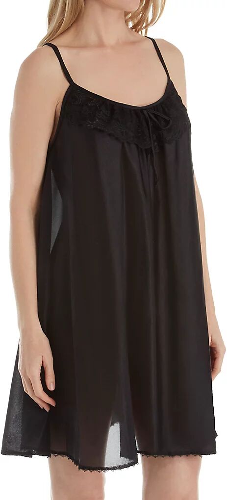 Amanda Rich Women's Spaghetti Strap Lace Trim Knee Length Gown in Black (165-SH)   Size Medium   HerRoom.com