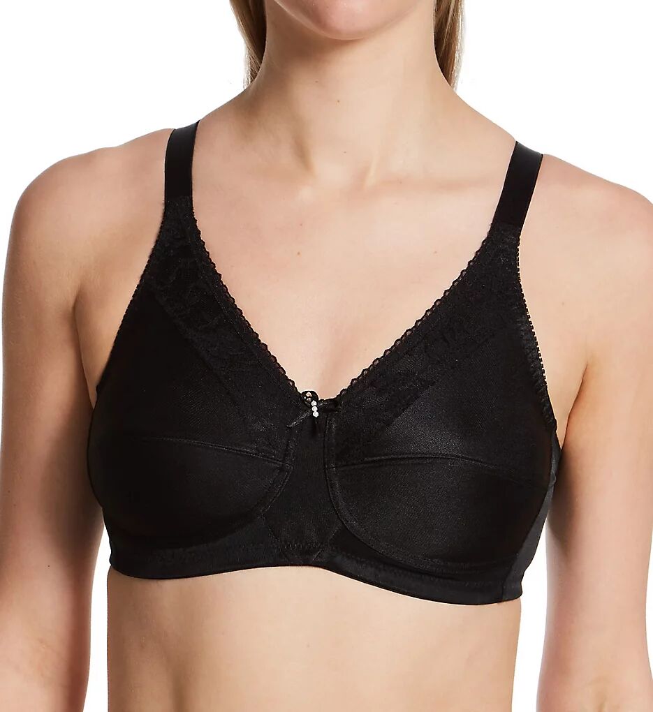 Amoena Women's Nancy Multi Part Cup Lace Trim Bra in Black (1151)   Size 40G   HerRoom.com