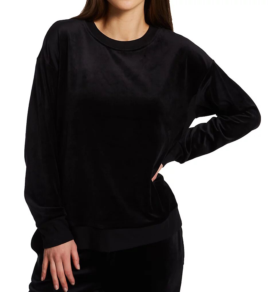 Donna Karan Sleepwear Women's Plush Sleep Top in Black (D3427502)   Size Medium   HerRoom.com