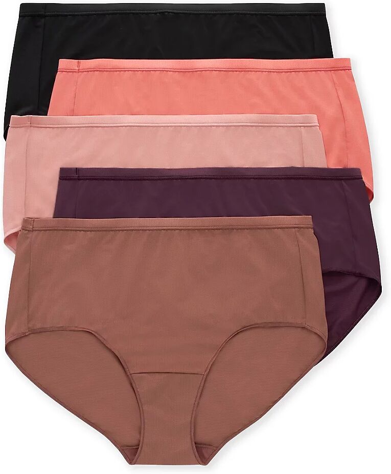 Hanes Women's Just My Size Mesh Brief Panty - 5 Pack in Earth Tan/Pink/Black (BXP40A)   Size 11   HerRoom.com