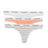 Calvin Klein Women's Carousel Thong - 3 Pack in Mellow/White/Rainerstr (QD3587)   Size XL   HerRoom.com