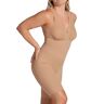 Leonisa Women's Sheer Stripe Sculpting Mid-Thigh Bodysuit Shaper in Beige (018525)   Size 2XL   HerRoom.com