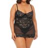 Oh La La Cheri Women's Plus Page Unlined Lace Cup Chemise with G-String in Black (1053X)   Size 3XL   HerRoom.com