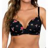 Parfait Women's Casey Plunge Molded Bra in Black/Rose Print (2801)   Size 34G   HerRoom.com