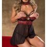 Shirley of Hollywood Women's Two-Tone Lace Caged Ring Babydoll Set in Black/Red (31400)   Size Small   HerRoom.com