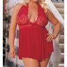 Shirley of Hollywood Women's Stretch Lace Halter Babydoll With Matching Thong in Red (96164Q)   HerRoom.com