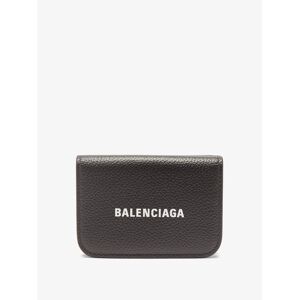 Balenciaga - Logo-print Grained-leather Bi-fold Wallet - Womens - Black White - ONE SIZE