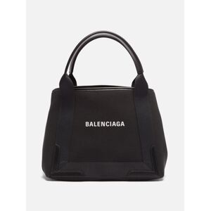 Balenciaga - Cabas S Logo-print Leather-trim Canvas Tote Bag - Womens - Black - ONE SIZE