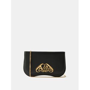 Alexander Mcqueen - Seal-plaque Leather Clutch Bag - Womens - Black - ONE SIZE