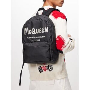 Alexander Mcqueen - Metropolitan Graffiti-logo Shell Backpack - Mens - Black White - ONE SIZE