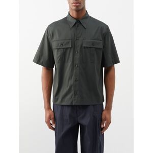 Bottega Veneta - Flap-pocket Cotton-blend Shirt - Mens - Khaki - 46 EU/IT