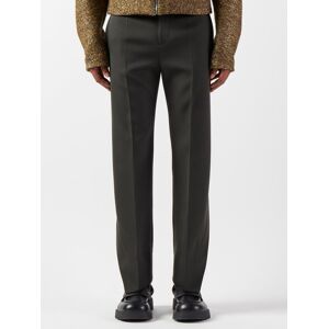 Bottega Veneta - Curved-leg Wool Suit Trousers - Mens - Dark Khaki - 50 EU/IT