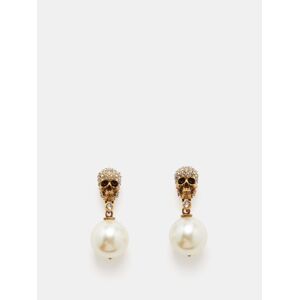 Alexander Mcqueen - Faux-pearl And Crystal Skull Earrings - Womens - Gold Multi - ONE SIZE