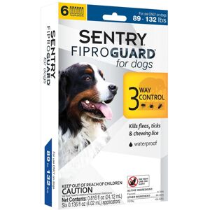 Sentry FIPROGUARD Dog & Puppies 89 to 132 lbs. Topical Flea & Tick Treatment, 6 Month Supply, 6 CT