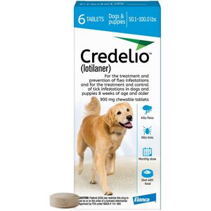 Credelio Chewable Tablet for Dogs 50.1-100 lbs, 6 Month Supply, 6 CT