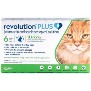 Revolution Plus Topical Solution 11.1-22lbs Cat, 6 Month Supply, 6 CT