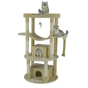 Go Pet Club Beige 60" Cat Tree with Jungle Rope and Hammock, 59 LBS, Cream