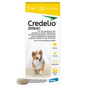Credelio Chewable Tablet for Dogs 4.4-6 lbs, 1 Month Supply, 1 CT