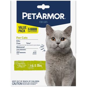 PetArmor Flea and Tick Treatment for Cats Topical, 6 Monthly Treatments, 6 CT