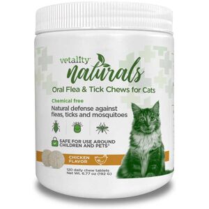 Vetality Naturals Oral Flea & Tick Cat Chews, Count of 120, 8.4 OZ