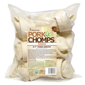 Pork Chomps Baked Knotted 6" Bone Dog Chews, 1.14 lbs., Count of 6