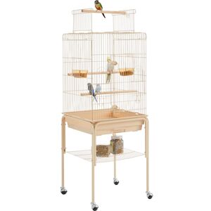 Topeakmart Almond Metal Bird Cage with Detachable Rolling Stand for Small Birds, 47" H, 18.3 LBS