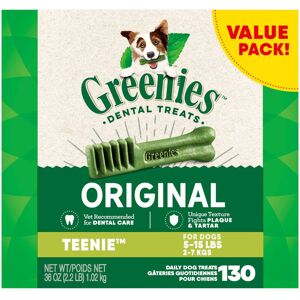 Greenies Original Teenie Natural Dog Dental Care Chews Oral Health Dog Treats, 36 oz., Count of 130, 36 oz.