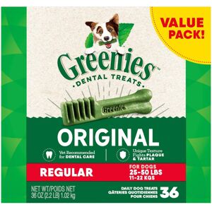 Greenies Original Regular Natural Dog Dental Care Chews Oral Health Dog Treats, 36 oz., Count of 36, 36 oz.