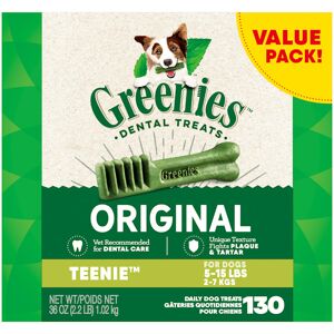 Greenies Original Teenie Natural Dog Dental Care Chews Oral Health Dog Treats, 36 oz., Count of 130