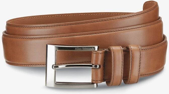 Allen Edmonds Wide Basic Dress Belt in Dark Walnut Leather, size 54