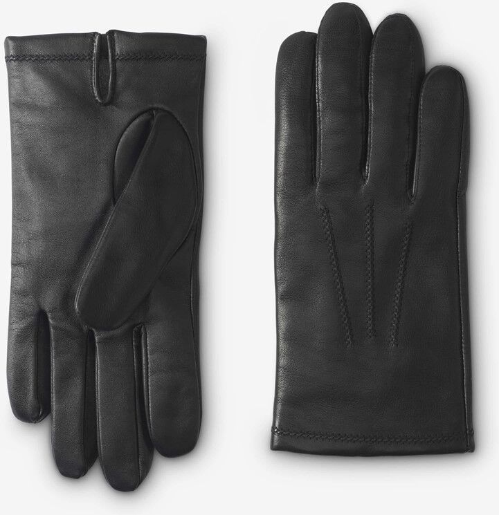 Allen Edmonds Cashmere Lined Leather Tech Gloves in Black, size Large