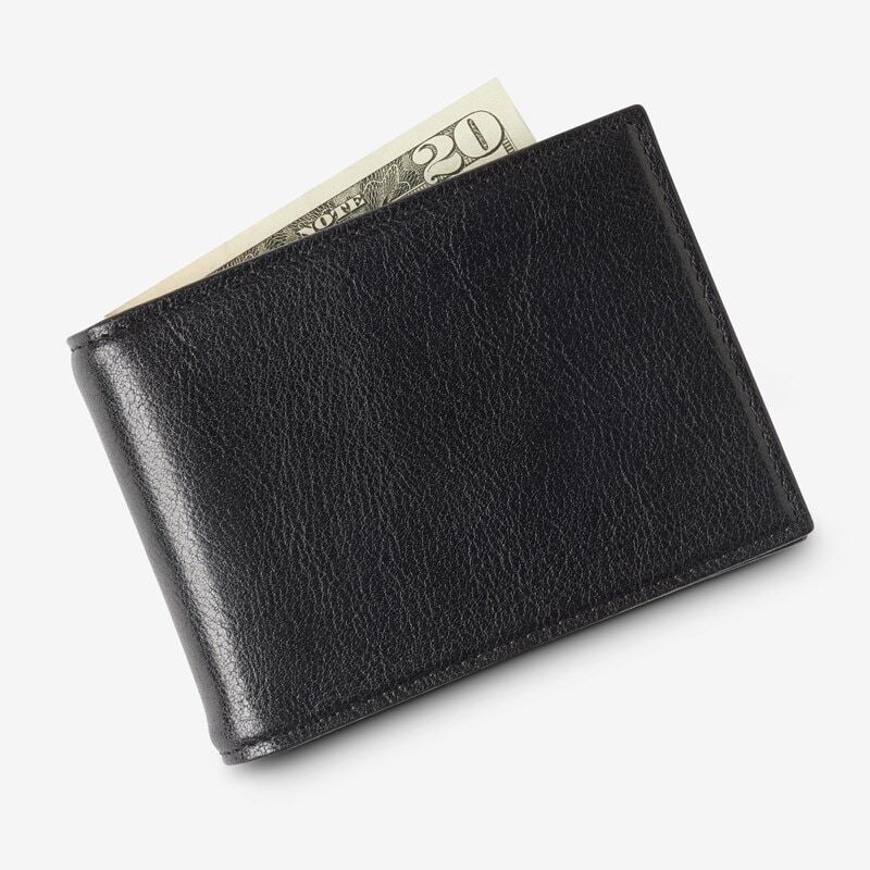 Allen Edmonds Bifold Leather Wallet with Money Clip in Black Leather