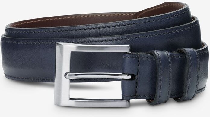 Allen Edmonds Wide Basic Dress Belt in Navy Leather, size 54