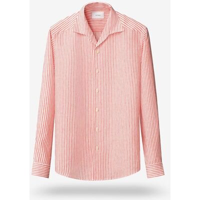 Allen Edmonds Eton Striped Linen Shirt in Red, size Medium Allen Edmonds Eton Striped Linen Shirt in Red, size Medium