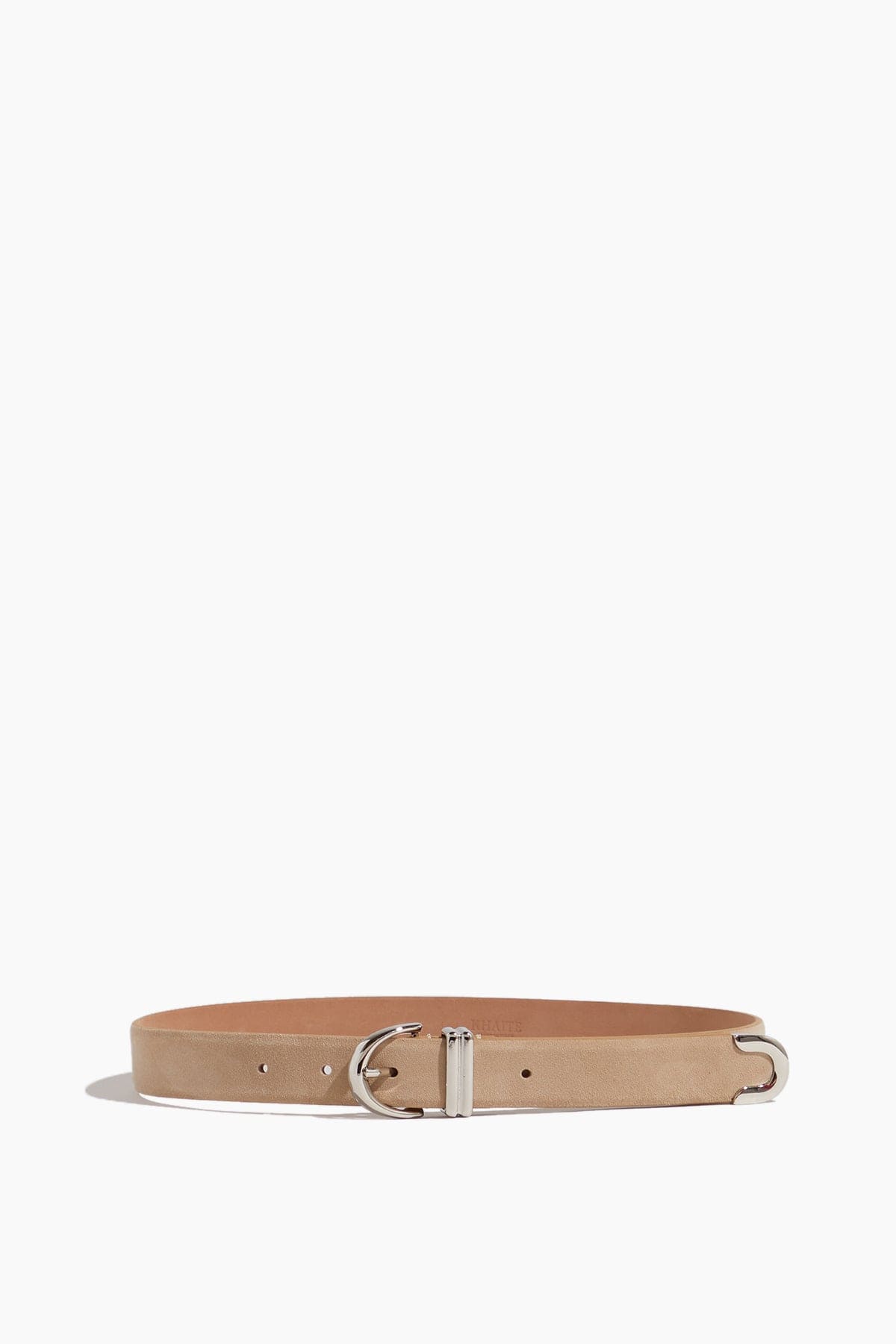 Khaite Bambi Skinny Belt with Silver Hardware in Nude - Neutrals - Size: 85cm