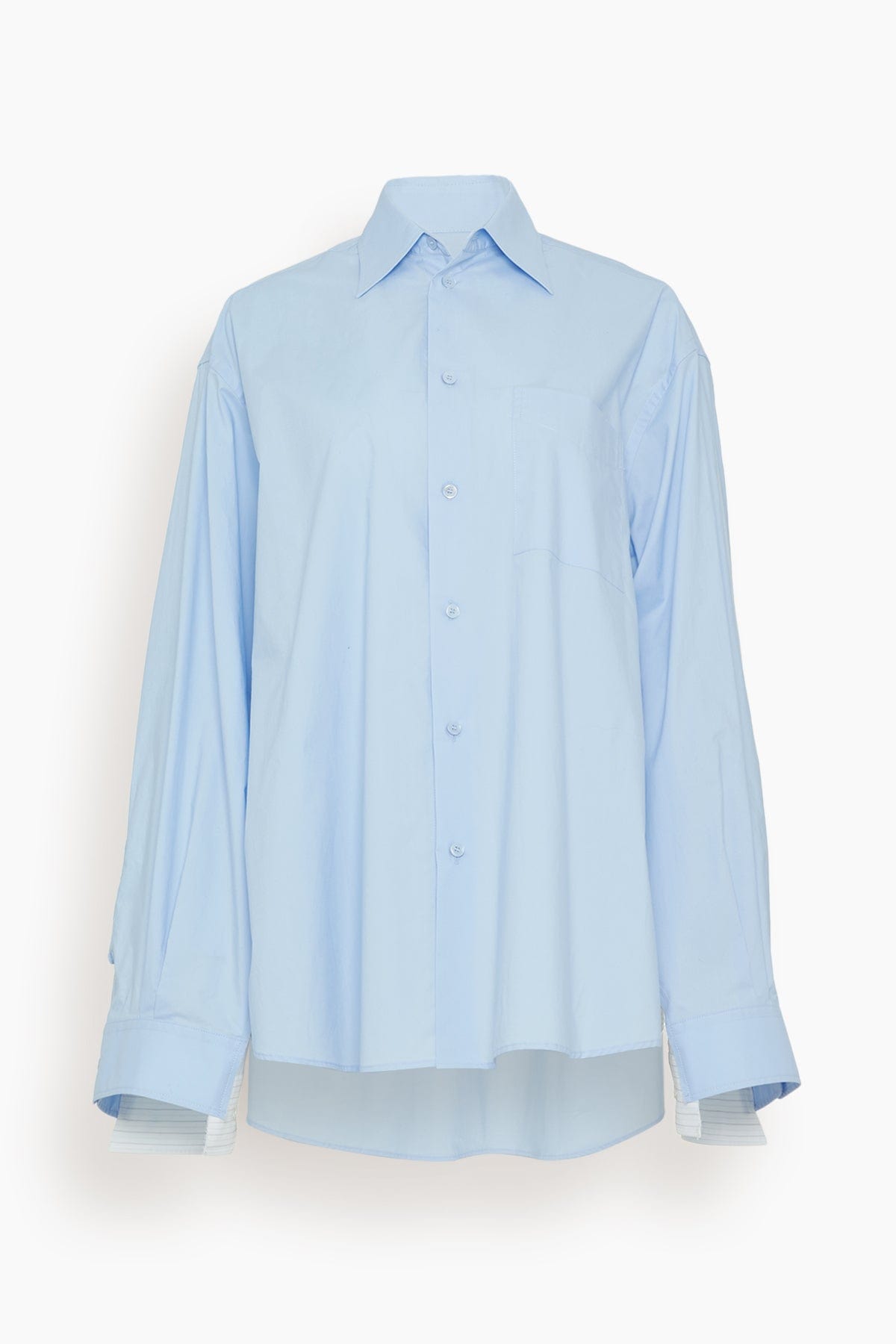 MM6 Maison Margiela Button Down Shirt with Stripe Insets in Light Blue - Blue - Size: 38 / 2 US