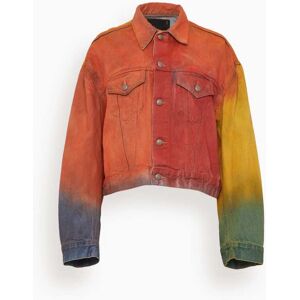 R13 Eli Boxy Trucker Jacket in Multicolor Spray Dye - Multi - Size: S