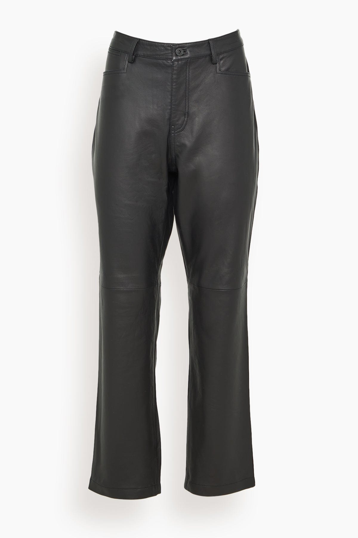 Proenza Schouler White Label Leather Straight Pant in Black - Black - Size: 8
