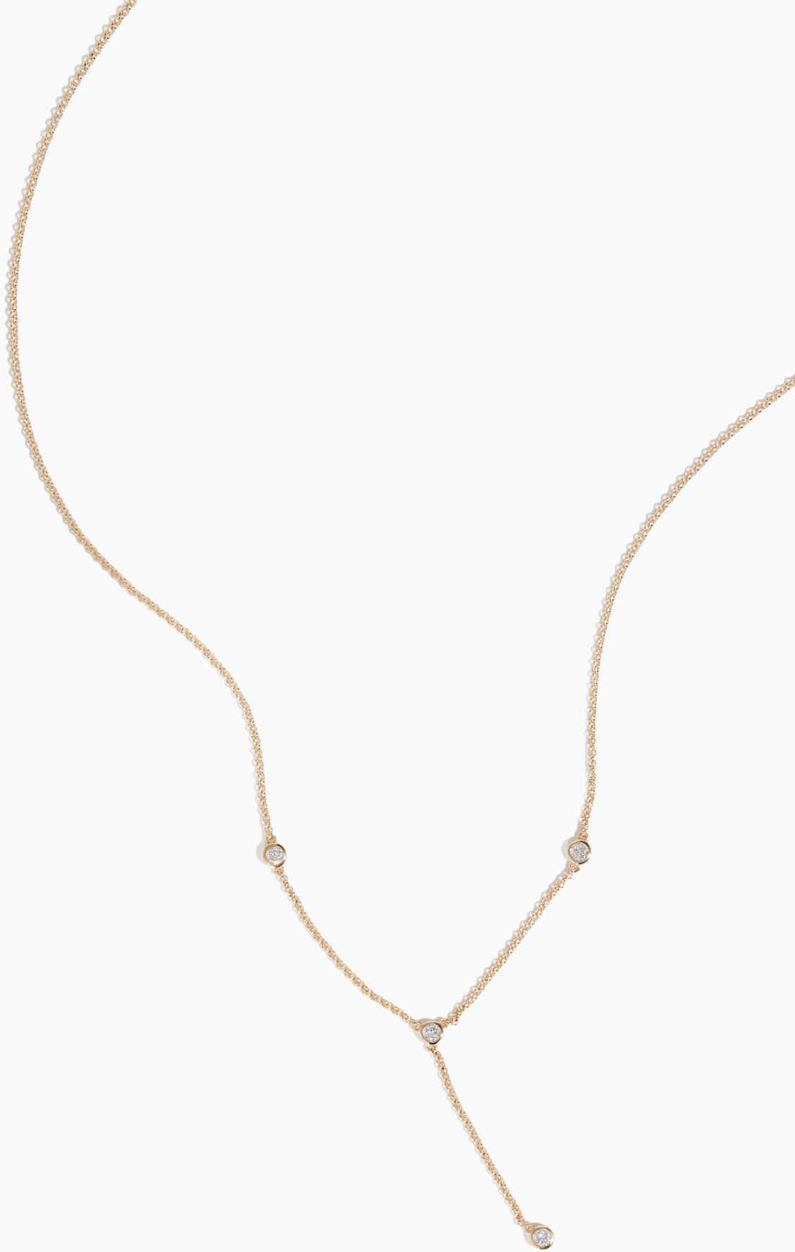 Vintage La Rose Bezel Lariat Necklace in 14k Yellow Gold - Size: One size