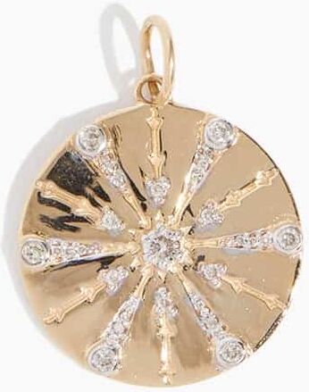 Vintage La Rose Diamond Coin Pendant in 14k Yellow Gold - Gold - Size: One size