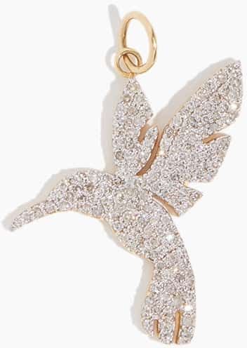 Vintage La Rose Diamond Hummingbird Pendant in 14k Yellow Gold - Gold - Size: One size